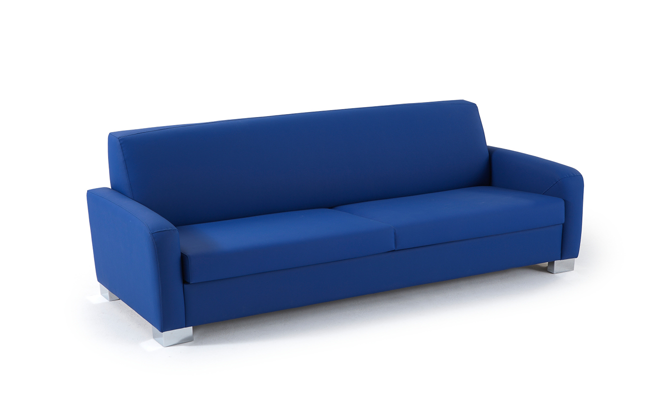 sofá geriatríco modelo azores azul con patas de metal