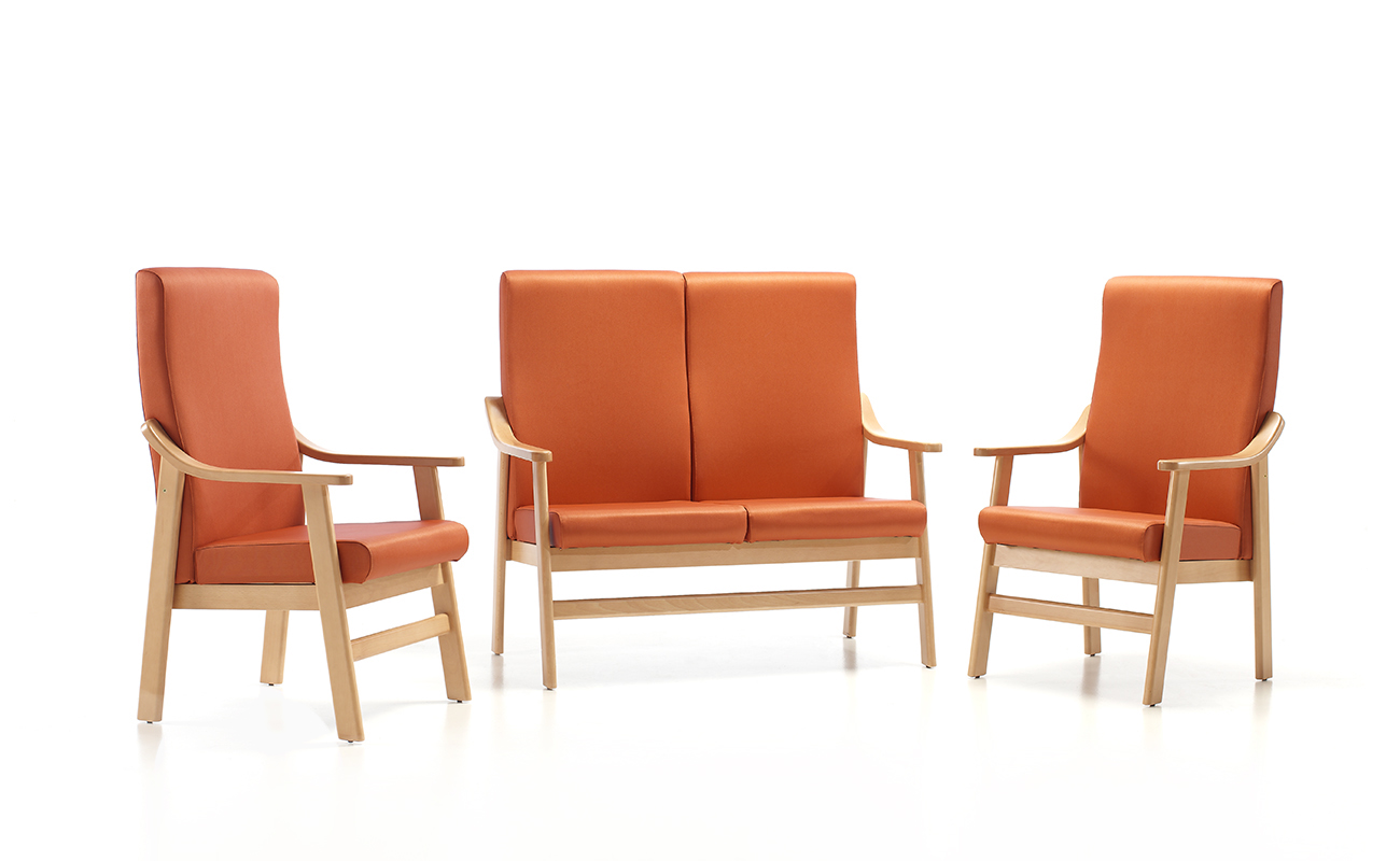 sillón de descanso geriatríco modelo bingo relax en naranja