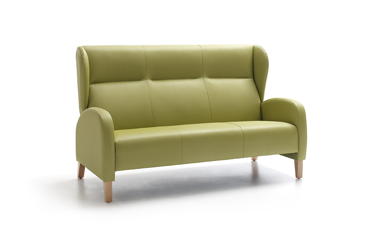 sofá geriatríco modelo coral en color verde 3 plazas
