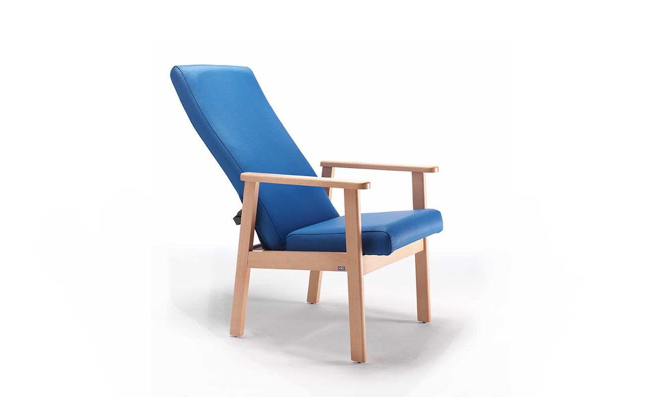 sillón de descanso geriatríco modelo domus relax reclinable azul